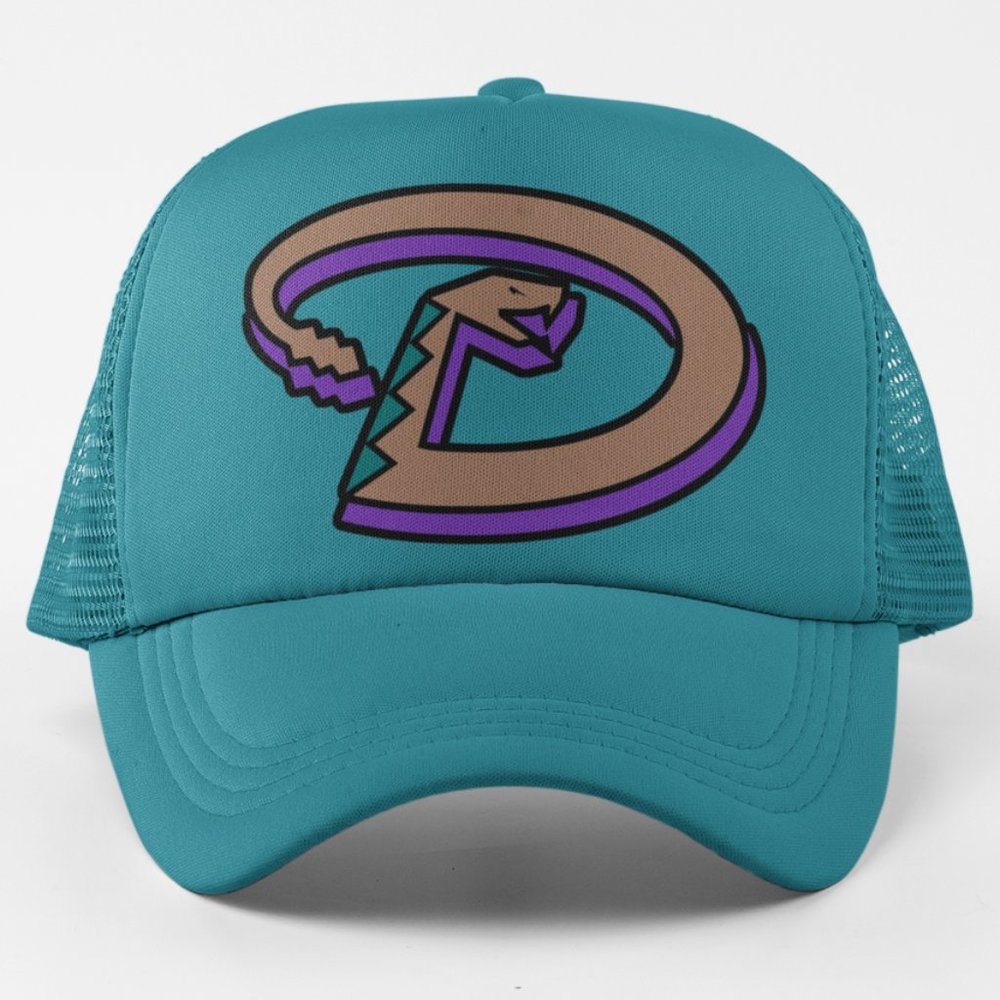 Arizona Diamondbacks 1999 Big D Snake Foam Trucker Mesh Snapback Hat TEAL